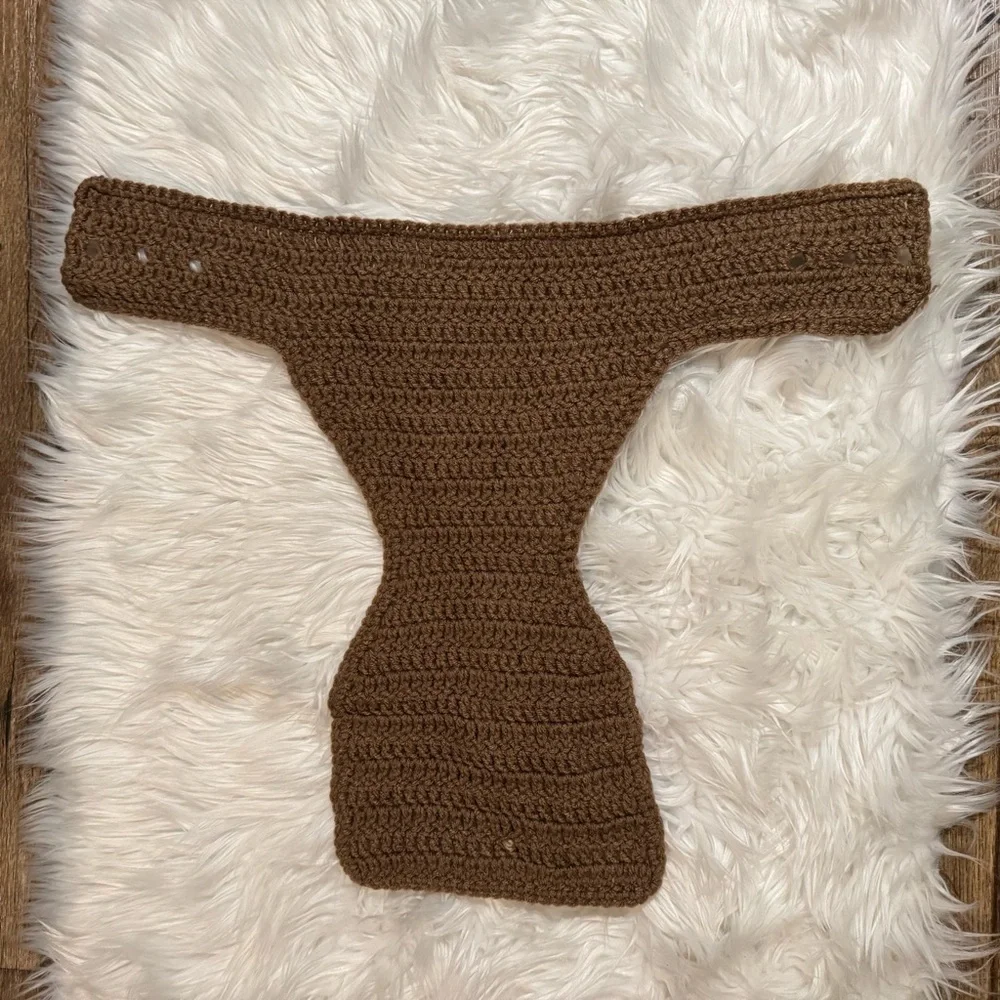 Handmade Baby Crochet Bear Hat & Diaper Cover Set‎ 6-12M Photo Prop